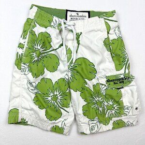 ABERCROMBIE Hawaiian Cargo‎ Lined Board Shorts Size M Mens Green/White